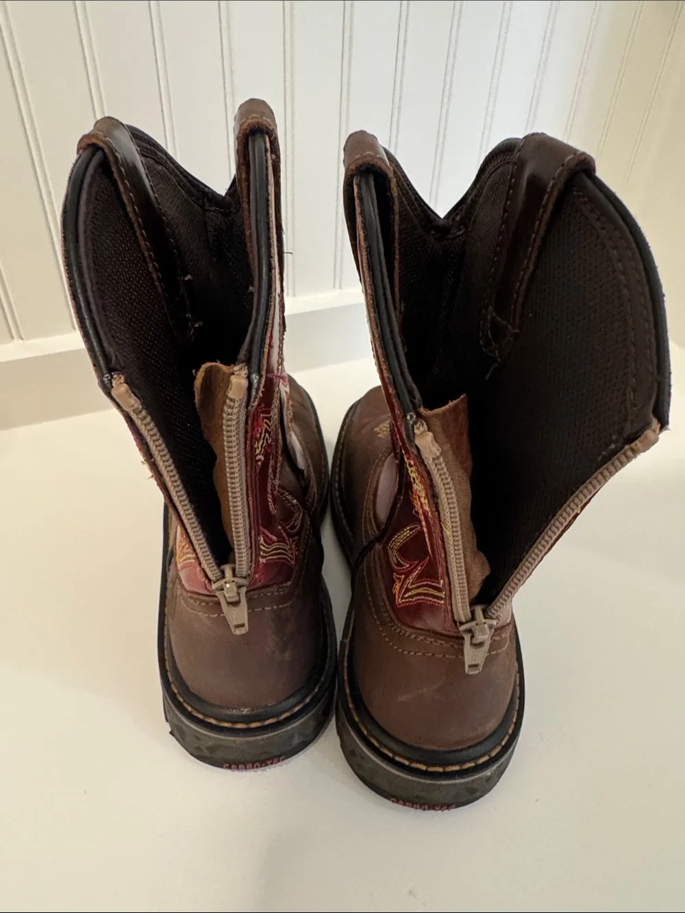 Georgia Kids Carbo Tec LT Pull On Western Cowboy Boots Unisex 2.5m Leather